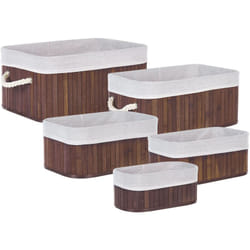Beliani - Set di 5 cestini in legno di bambù scuro con manici Talpe