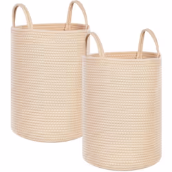 Coppa di ceste per biancheria o portaoggetti. Organizza rapidamente il tuo spazio con questo set di due ceste. Realizzate a m ...