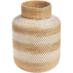 Beliani - Vaso decorativo in rattan intrecciato in stile naturale beige e bianco Renun