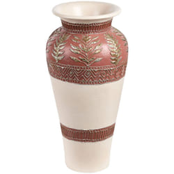 Vaso decorativo da terra in terracotta stile tradizionale bianco e marrone Seputih