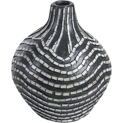 Beliani - Vaso decorativo fatto a mano in terracotta a righe 35 cm Accessorio bianco e nero Kualu