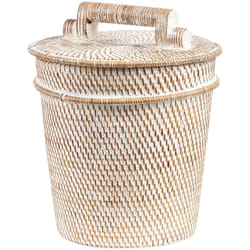 Beliani - Cestino piccolo in rattan dipinto con coperchio e maniglia 21 cm Barumun