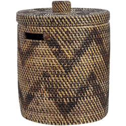 Beliani - Cestino in rattan naturale marrone 36 cm stile rustico boho Bohorok