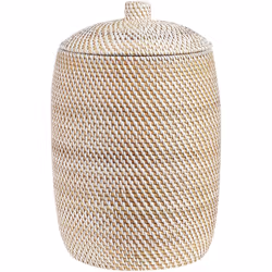 Cesto in rattan con coperchio. Con questo cesto in rattan, non solo aggiungerai spazio extra al tuo salotto, ma donerai un'at ...