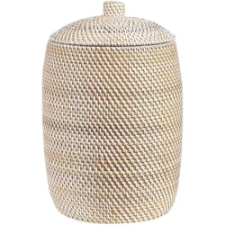 Beliani - Cesto con coperchio in rattan naturale bianco 44 cm stile boho Gadis