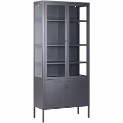 Elegante credenza con ante in vetro. Questa vetrina dallo stile industriale ti aiuterà a organizzare decorazioni e piatti in  ...