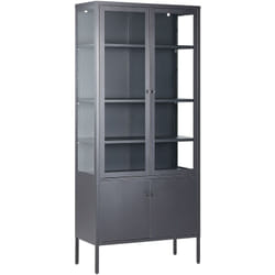 Vetrina moderna in acciaio nero e ante in vetro 180 cm Oxted