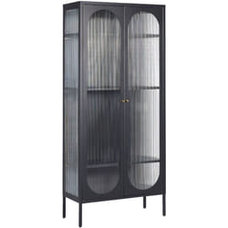 Vetrina moderna in acciaio nero e ante in vetro 181 cm Foxton