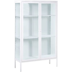 Credenza in metallo bianco 90 x 35 cm con 2 porte in vetro Nash