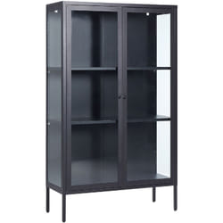 Credenza in metallo nero 90 x 35 cm con 2 porte in vetro Nash