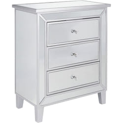 Glamour Cassettiera a 3 cassetti Credenza con pomello in cristallo finto Breves argento