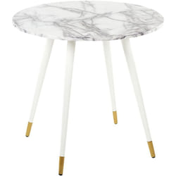 Tavolo da pranzo bianco dorato 80 cm mdf marmo gambe in metallo Gutiere