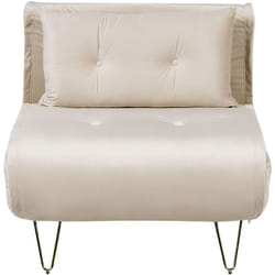 Beliani - Divano letto 1 posto in velluto beige con cuscino e gambe in metallo dorato Vestfold