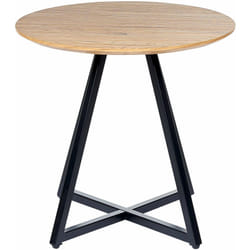 Beliani - Tavolino rotondo piano in metallo nero base legno chiaro industriale Atoka