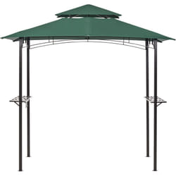 Gazebo da esterno 240 x 148 cm Tettoia in tessuto Telaio in acciaio Verde ScuroNaro