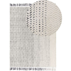 Beliani - Tappeto da salotto in lana con nappe decorative 140 x 200 cm Bianco grigio Omerli