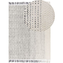 Beliani - Tappeto da salotto in lana con nappe decorative 160 x 230 cm Bianco grigio Omerli