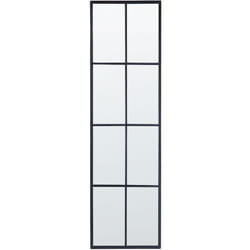 Beliani - Specchio da parete a forma di finestra rettangolare con struttura in metallo nero 38 x 132 cm Camon
