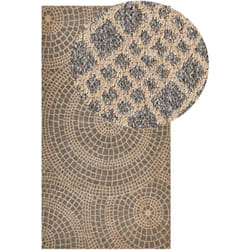 Beliani - Tappeto a trama piatta in iuta 80 x 150 cm con motivo geometrico beige e grigio Ariba