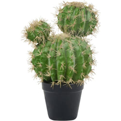 Pianta artificiale in vaso Cactus per uso interno Decorazione in plastica 33 cm con vaso nero Ball Cactus