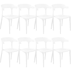Set di 8 sedie in plastica bianca moderne per interno ed esterno Gubbio