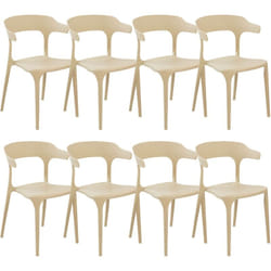 Set di 8 sedie in plastica beige moderne per interno ed esterno Gubbio