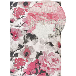 Beliani - Tappeto in cotone con motivo floreale rettangolare 140 x 200 cm Rosa Ejaz