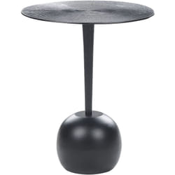 Beliani - Tavolino Metallo Alluminio Base Gamba Intagliata Piano Rotondo Nero Eucla
