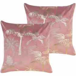Set di 2 cuscini con motivo a palme. Aggiorna il look della tua camera e aggiungi un tocco elegante ed esotico. Il modello li ...