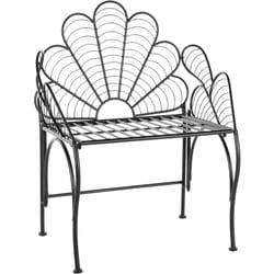 Sedia da giardino retrò per esterni in metallo nero con braccioli Liguria