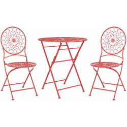 Set bistrot da giardino Tavolo 2 sedie in metallo stile provenzale rosso Scario