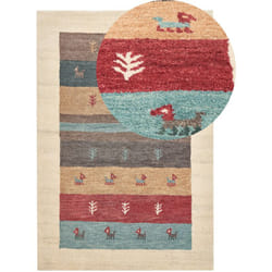 Beliani - Tappeto Gabbeh di lana multicolore 140 x 200 cm con motivo etnico Sarilar