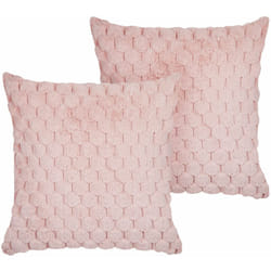 Beliani - Set di 2 cuscini in ecopelle rosa pastello con motivo a nido d'ape 43 x 43 cm Purslane