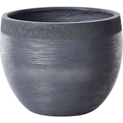 Vaso tondo in fibra di argilla e pietra nera 50 x 50 x 39 cm Zakros