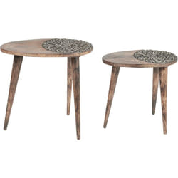Beliani - Set di 2 tavolini decorativi ovali in legno di mango scuro Khetua