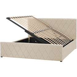 Letto Contenitore Trapuntato Velluto Beige Rete a Doghe 160 x 200 cm Rochefort
