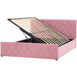 Letto Contenitore Trapuntato Velluto Rosa Rete a Doghe 140 x 200 cm Rochefort
