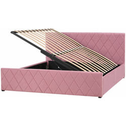 Letto Contenitore Trapuntato Velluto Rosa Rete a Doghe 160 x 200 cm Rochefort