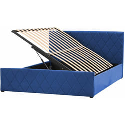 Letto Contenitore Trapuntato Velluto Blu Rete a Doghe 140 x 200 cm Rochefort