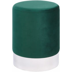 Pouf in velluto verde con fascia metallica argento stile glamour Brigitte