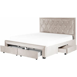 Letto in velluto beige con contenitore 180 x 200 cm Lievin