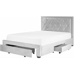 Letto in velluto grigio chiaro con contenitore 140 x 200 cm Lievin