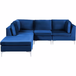 Divano modulare in velluto a 4 pezzi con ottomana. Porta la classe e l'eleganza in soggiorno con questo divano angolare dal d ...