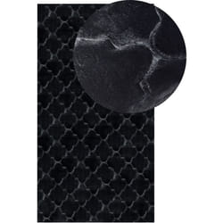 Beliani - Tappeto in pelle sintetica di coniglio nera 80 x 150 cm motivo a rete Gharo