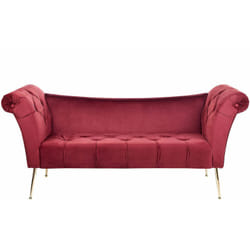 Beliani - Chaise Longue in Velluto Rosso Scuro e Gambe Dorate in Metallo Stile Retró Nantilly