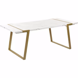 Tavolo da pranzo in stile glamour. Questo tavolo da pranzo è caratterizzato da gambe dorate che conferiscono un tocco di clas ...