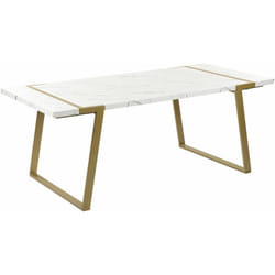 Tavolo da pranzo moderno Glamour Piano effetto marmo Gambe oro 90 x 200 cm Martynika