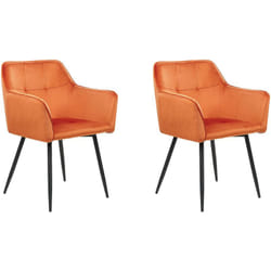 Set di 2 sedie da pranzo in velluto arancione Jasmin