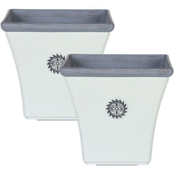 Beliani - Set di 2 vasi in pietra bianca resistente ai raggi uv 32 x 32 x 31 cm Elateia