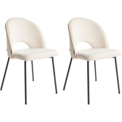 Set di 2 Sedie da Pranzo in tessuto Beige con Gambe Nere Stile Retro Covelo